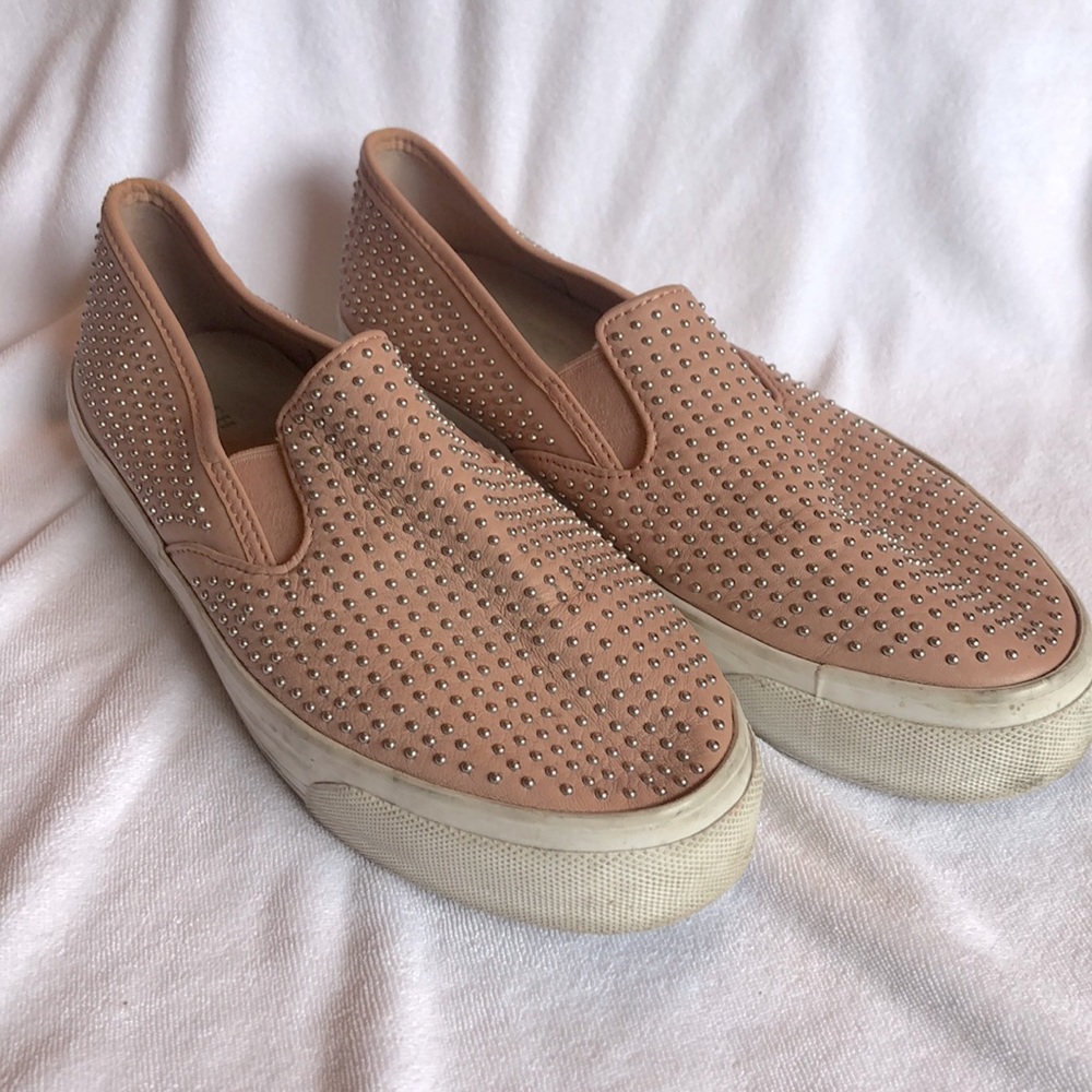 Coach Maggie studded leather slip-ons, size 38.5/8.5
